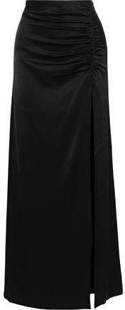 Diana Ruched Satin-crepe Maxi Skirt
