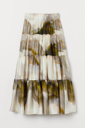 Patterned Silk-blend Skirt - Cream/patterned - Ladies | H&M US