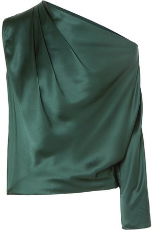 Michelle Mason | One-sleeve draped silk-charmeuse top | NET-A-PORTER.COM