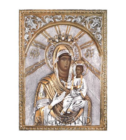 Virgin Mary Gerontissa Silver Icon 51x31cm