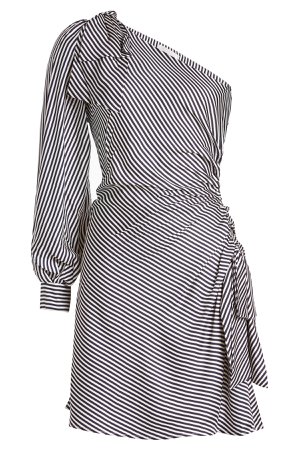 Striped One-Shoulder Dress with Silk Gr. 2