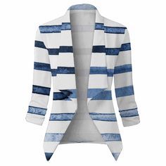 Blue/White Casual Spring Blazer/Jacket