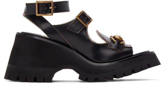 black horsebit platform sandals, gucci