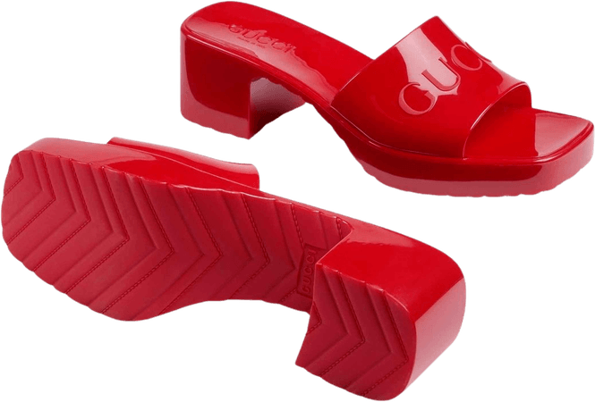 Red GUCCI jelly sandals