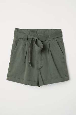 Paper-bag Shorts - Green