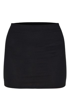 Black Ribbed Mini Skirt | Skirts | PrettyLittleThing USA