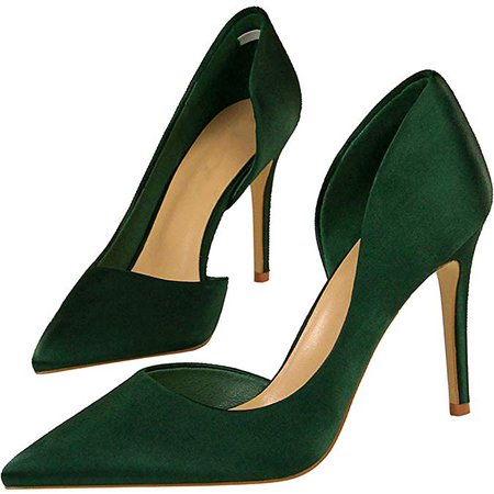 Amazon.com | sekesin Women's Pointed Toe High Heels Satin Stilettos Dress Party Wedding Evening D'Orsay Pumps Shoes | Pumps