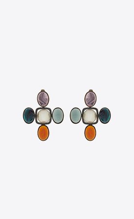 Cross earrings in metal and resin | Saint Laurent United Kingdom | YSL.com
