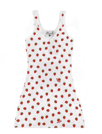 O-MIGHTY Strawberry Tank Dress In White