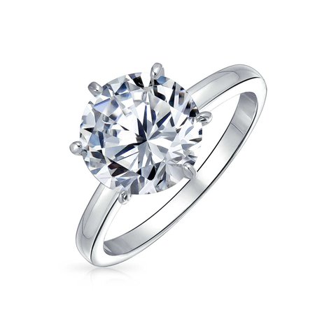 925 Silver Round Cut Bridal CZ Solitaire Engagement Ring 2.75ct
