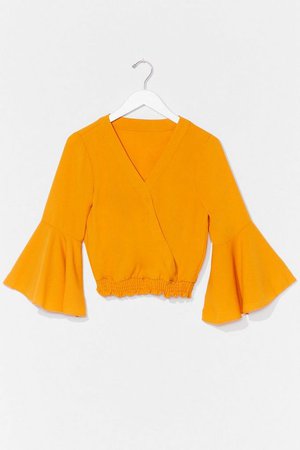 Flared Sleeved Wrap Front Blouse | Nasty Gal