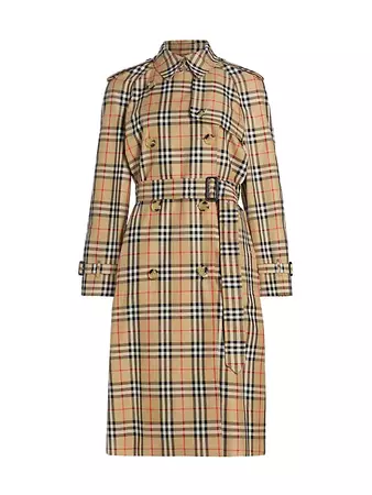 Shop Burberry Harehope Check Cotton Trench Coat | Saks Fifth Avenue
