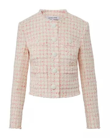 Olbia Collarless Pink Tweed Jacket | Veronica Beard
