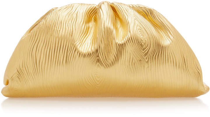 The Pouch Gathered Metallic Leather Clutch