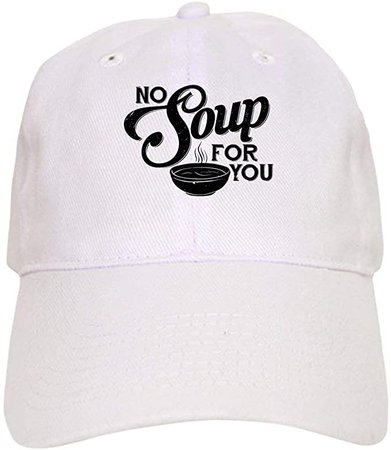 Amazon.com: Seinfeld No Soup for You - Baseball Cap with Adjustable Closure, Unique Printed Baseball Hat White/Khaki: Clothing