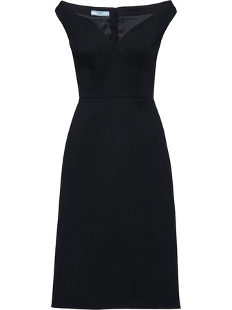 Black Prada Off-Shoulder Bateau Neck Dress | Farfetch.com