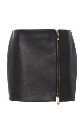 Versace Zip-Detailed Leather Mini Skirt