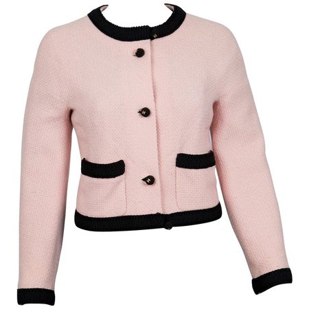 1990s Summer Chanel Light Pink Tweed Boucle Jacket For Sale at 1stdibs