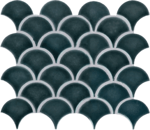 Azul Scallop 3" x 2.75" Ceramic Mosaic Tile | Decorist