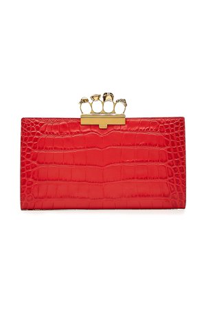 Embossed Leather Knuckle Clutch Gr. One Size