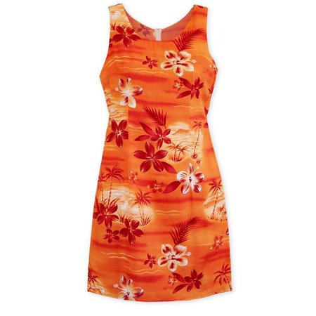 Lavahut - Aurora Orange Short Hawaiian Tank Dress