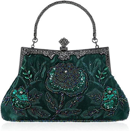 Youngy Vintage Style Beaded Floral Evening Clutch Bag Wedding Party Prom Purse Handbag - Deep Green : Amazon.ca: Clothing, Shoes & Accessories