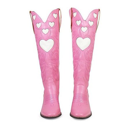 Handmade Women Baby Pink Embroidery Heart Cowgirl Boots | Etsy