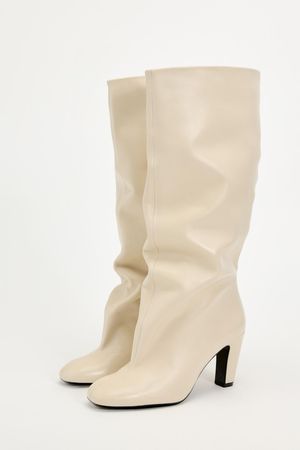 SOFT LEATHER HIGH HEELED BOOTS - Off White | ZARA United States