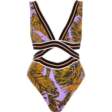 Purple print elastic wrap swimsuit - Swimsuits - Swimwear & Beachwear - women
