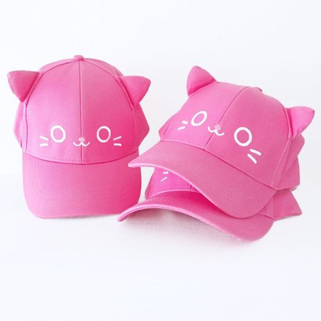Kawaii Kitty Cat Hat With Ears Dad Hat Baseball Cap | Etsy