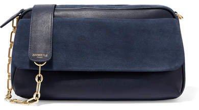 ZOOBEETLE Paris - Panthéon Color-block Leather And Suede Shoulder Bag - Storm blue