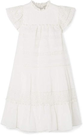 Nora Crochet-trimmed Cotton-blend Voile Mini Dress - White