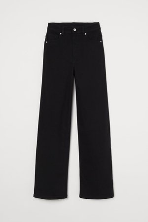 Wide twill trousers - Black - Ladies | H&M GB