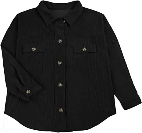 Amazon.com: SANDERY Womens Shirts Shacket Casual Long Sleeve Corduroy Lapel Oversized Button Down Blouses Tops Coat Outwear Jacket Black M : Clothing, Shoes & Jewelry