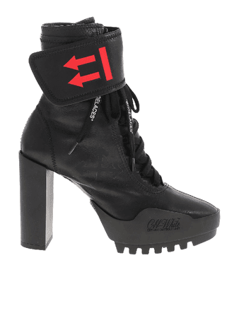 Off-white Heeled Moto Boots In Black | ModeSens
