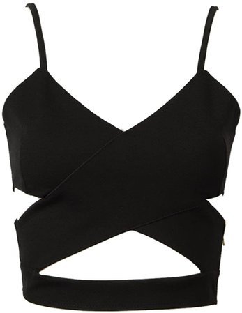 Cut Out Cross Spaghetti Strap Cropped Top