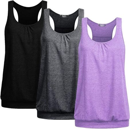 Amazon.com: Beyove Workout Tops for Women Loose Fitting Racer Back Tank Tops Sleeveless Yoga Shirts Packs (Pack of 3) : Clothing, Shoes & Jewelry