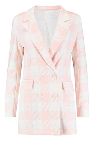 Tall Check Tailored Blazer | Boohoo pink
