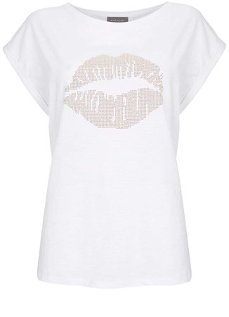 White Studded Lips T-Shirt