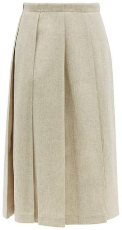 Tailored Wool Blend Pleated Skirt - Womens - Grey