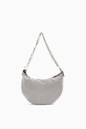 SHAZ Silver Diamante Slouch Shoulder Bag | Topshop