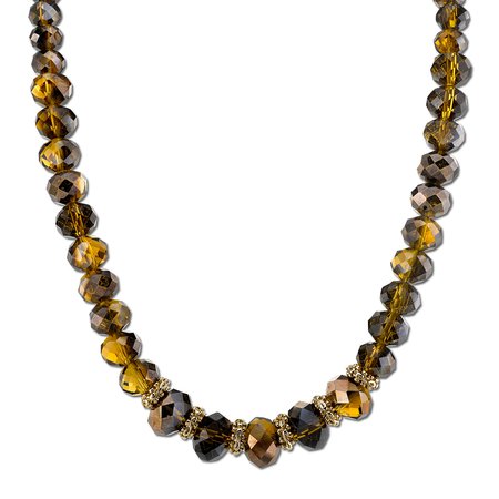 1928 Jewelry 2028 Gold-Tone Copper Topaz Color Beaded Necklace