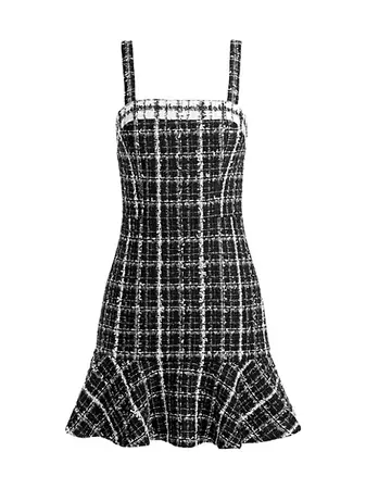 Shop Alice + Olivia Kaidra Tweed Sleeveless Minidress | Saks Fifth Avenue