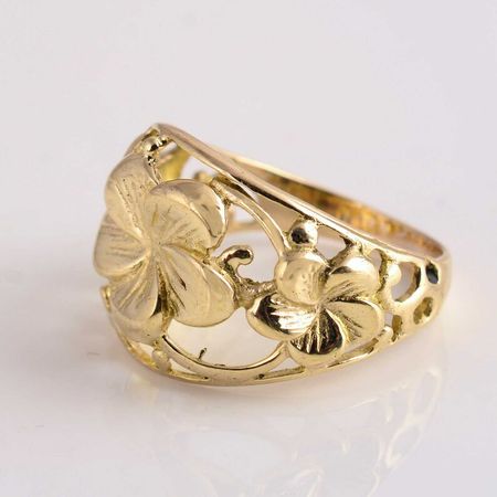 Flower Ring 18k Gold Ring Dome Ring Promise Ring Boho - Etsy.de