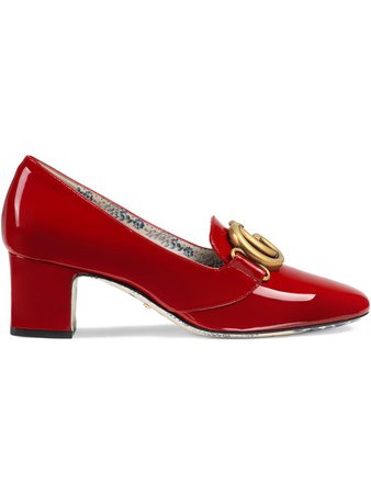 $890 Gucci Patent Leather Mid-heel Pumps with Double G - Buy Online - Fast Delivery, Price, Photo