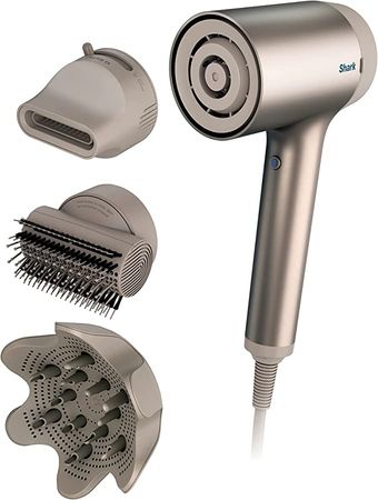 Amazon.com: Shark HD120BRN Blow Dryer HyperAIR Fast-Drying with IQ 2-in-1 Concentrator, Styling Brush, and Curl-Defining Deep Diffuser Attachments, Ionic, No Heat Damage, for All Hair Types, Stone : Everything Else