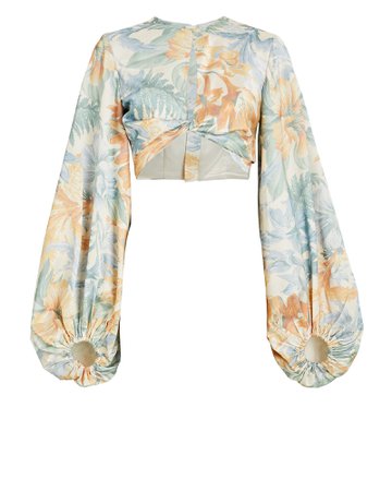 Significant Other Mimi Keyhole Floral Crop Top | INTERMIX®