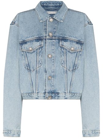 Alessandra Rich Crystal Button Denim Jacket - Farfetch