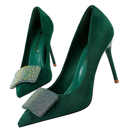 2020 Women 9.5cm High Heels Crystal Glitter Pumps Lady Wedding Green Yellow Blue Heels Female Scarpins Valentine Bridal Shoes|Women's Pumps| - AliExpress