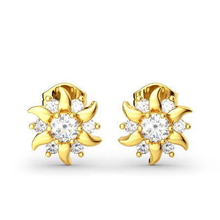 Sunflower Sterling Silver Stud Earrings - Jeulia Jewelry